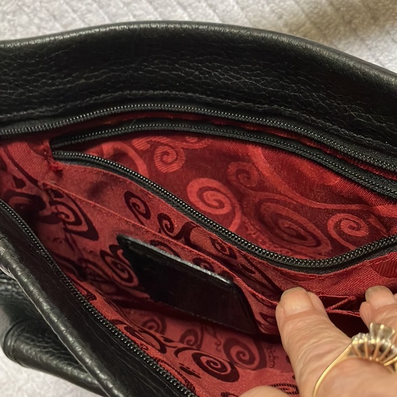 Brighton Black Bag with Red swirl Interior Lining & silver decorative accents - Picture 11 of 16